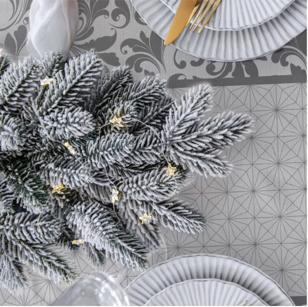 Copritavolo in Velluto Elegant Christmas DECORO ARGENTO Casa Anversa