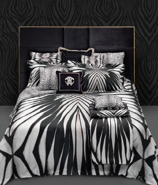 Completo Lenzuola Roberto Cavalli Black e White in Raso di Cotone