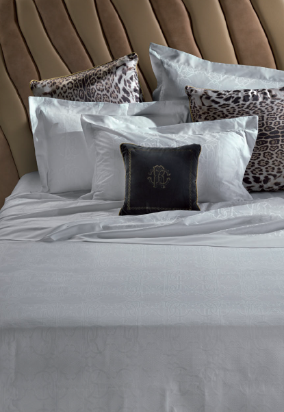 Completo Lenzuola Roberto Cavalli  Serie LOGO in Raso di Cotone