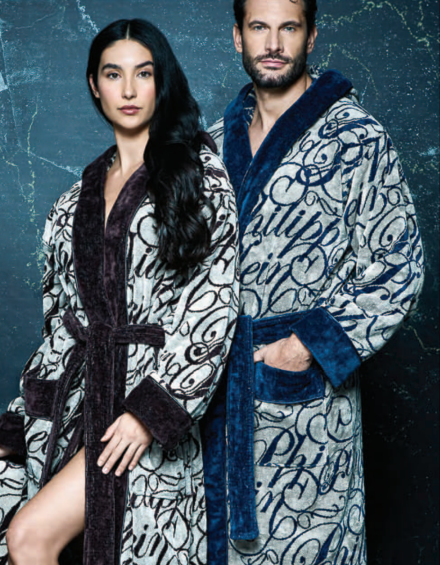 Accappatoio con Cappuccio Philipp Plein Script in Spugna