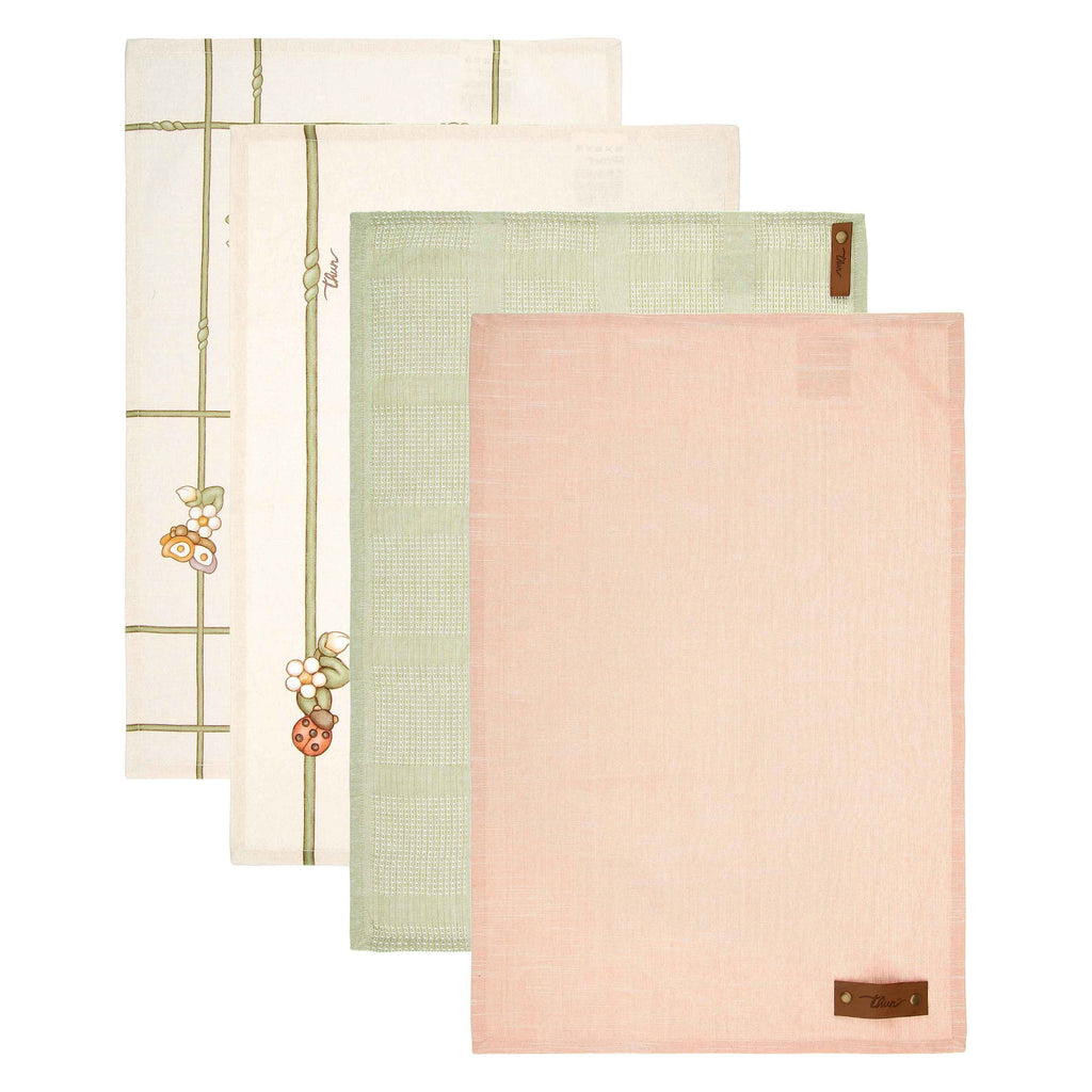 Set 4 strofinacci con scatola in legno Country THUN