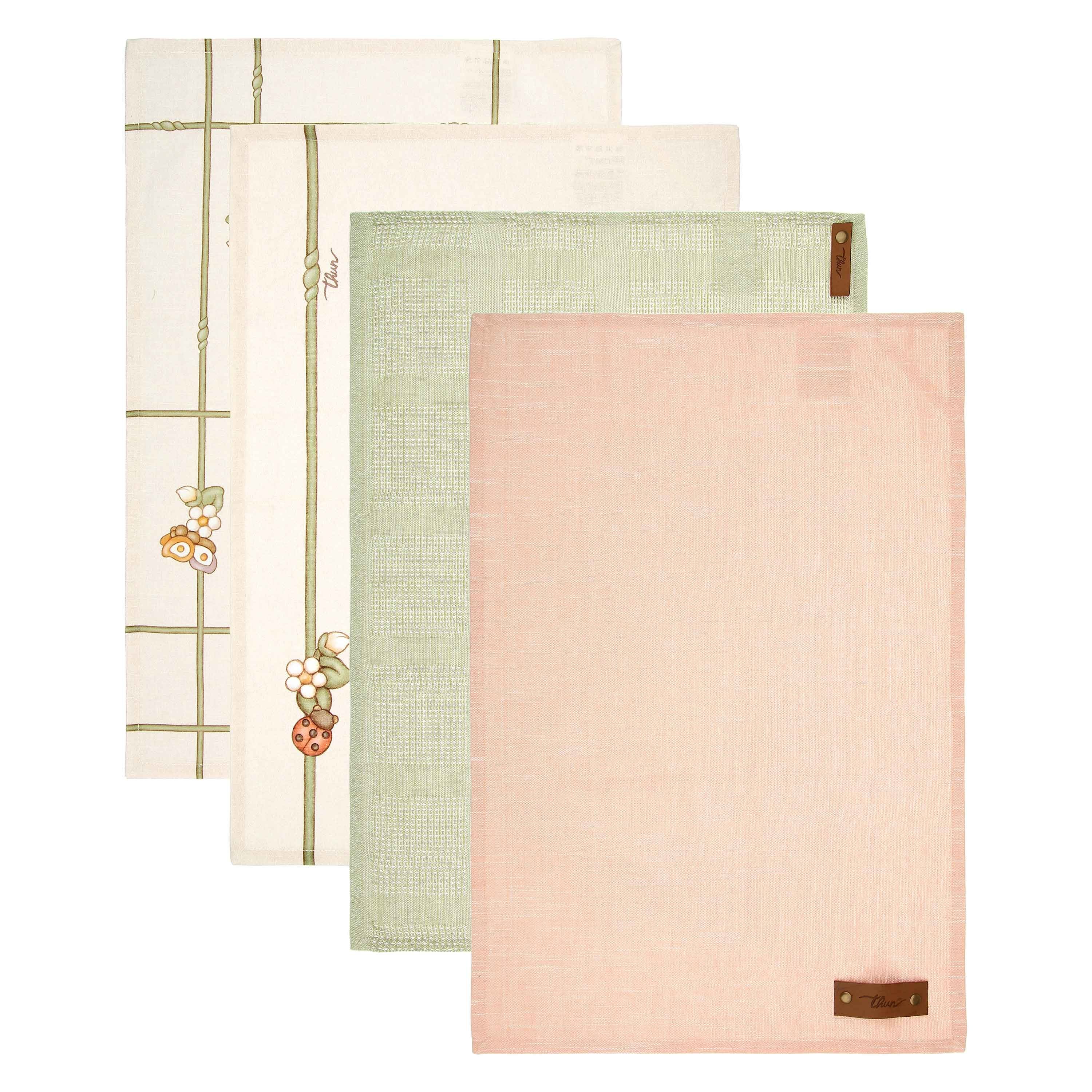 Set 4 strofinacci con scatola in legno Country THUN