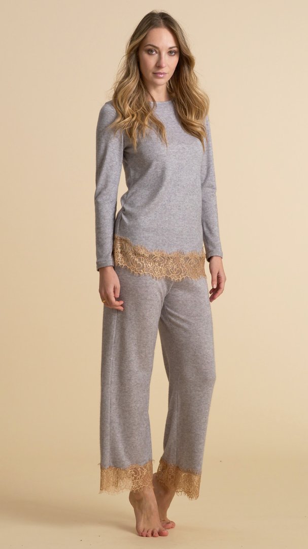 Pigiama Donna In Maglina Con Pizzo Cheope Pepita 5071