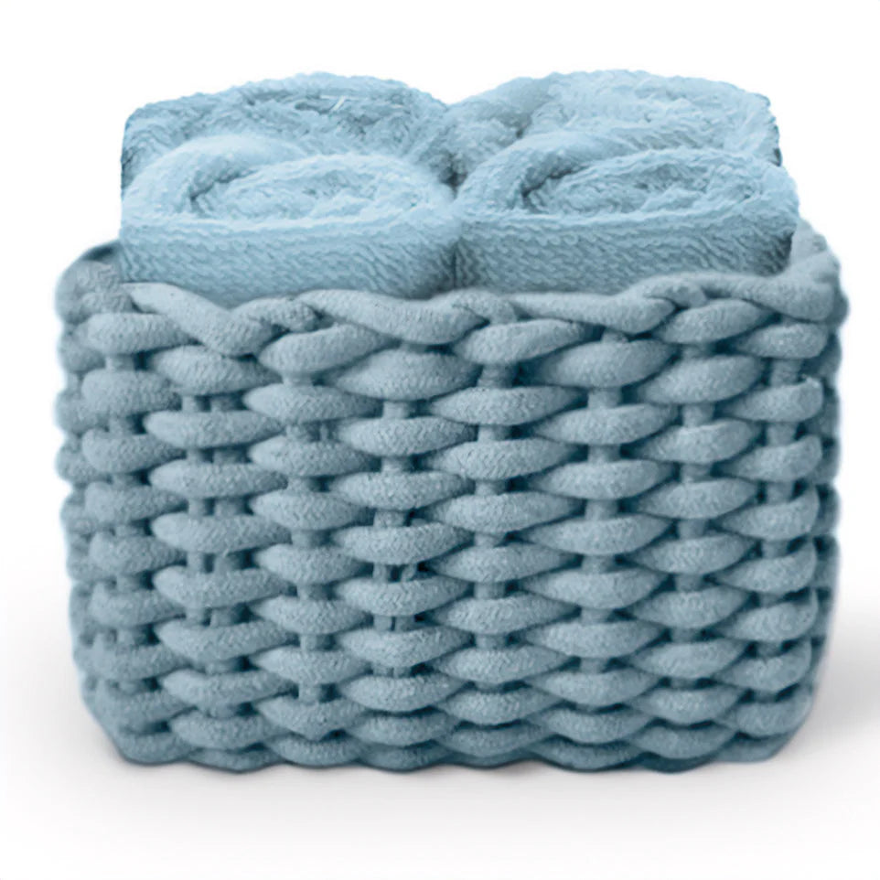 Set 4 Lavette Ospiti Daunex Linea Classic 30x30 cm in Spugna di Cotone con Cestino