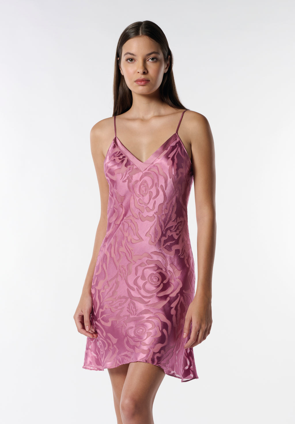 Camicia Da Notte Sposa con Spalline Rose Devorè Luna Di Seta VLST61131