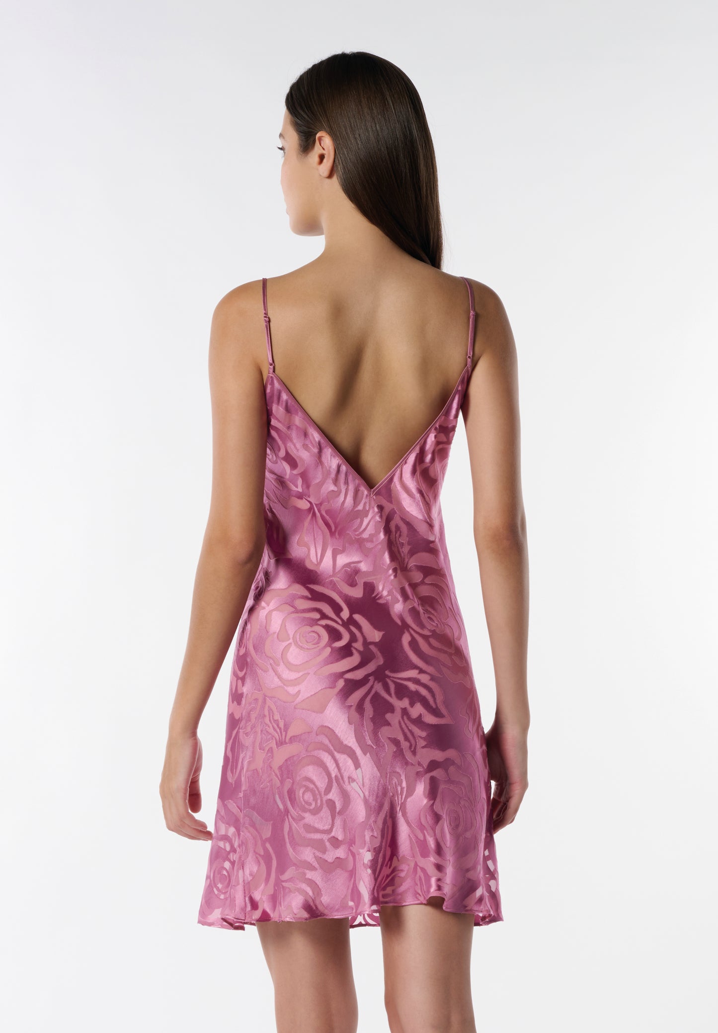 Camicia Da Notte Sposa con Spalline Rose Devorè Luna Di Seta VLST61131
