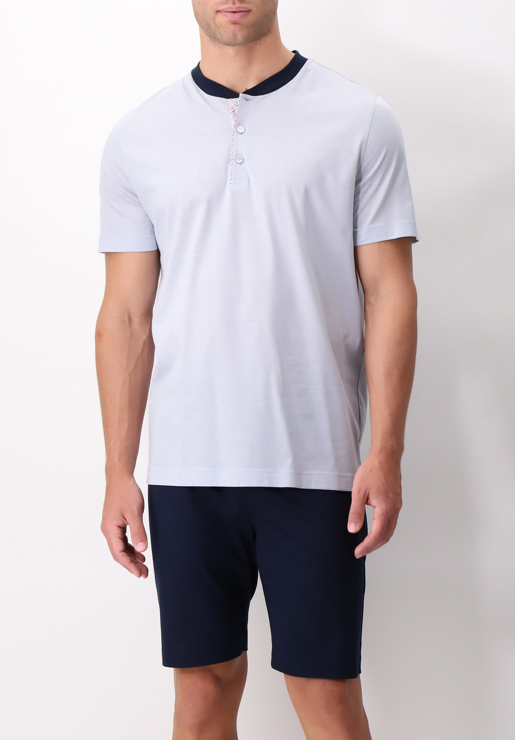 Pigiama Corto Serafino in Cotone Jersey Basic PEROFIL VPRT92802