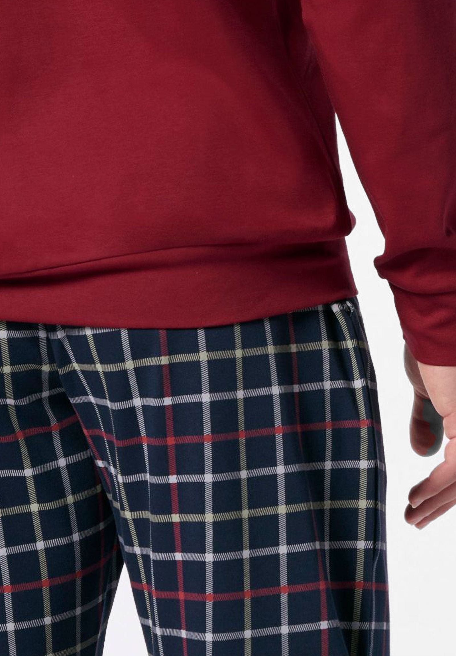 Pigiama Lungo Girocollo in Cotone con Stampa Check PEROFIL VPRT93207