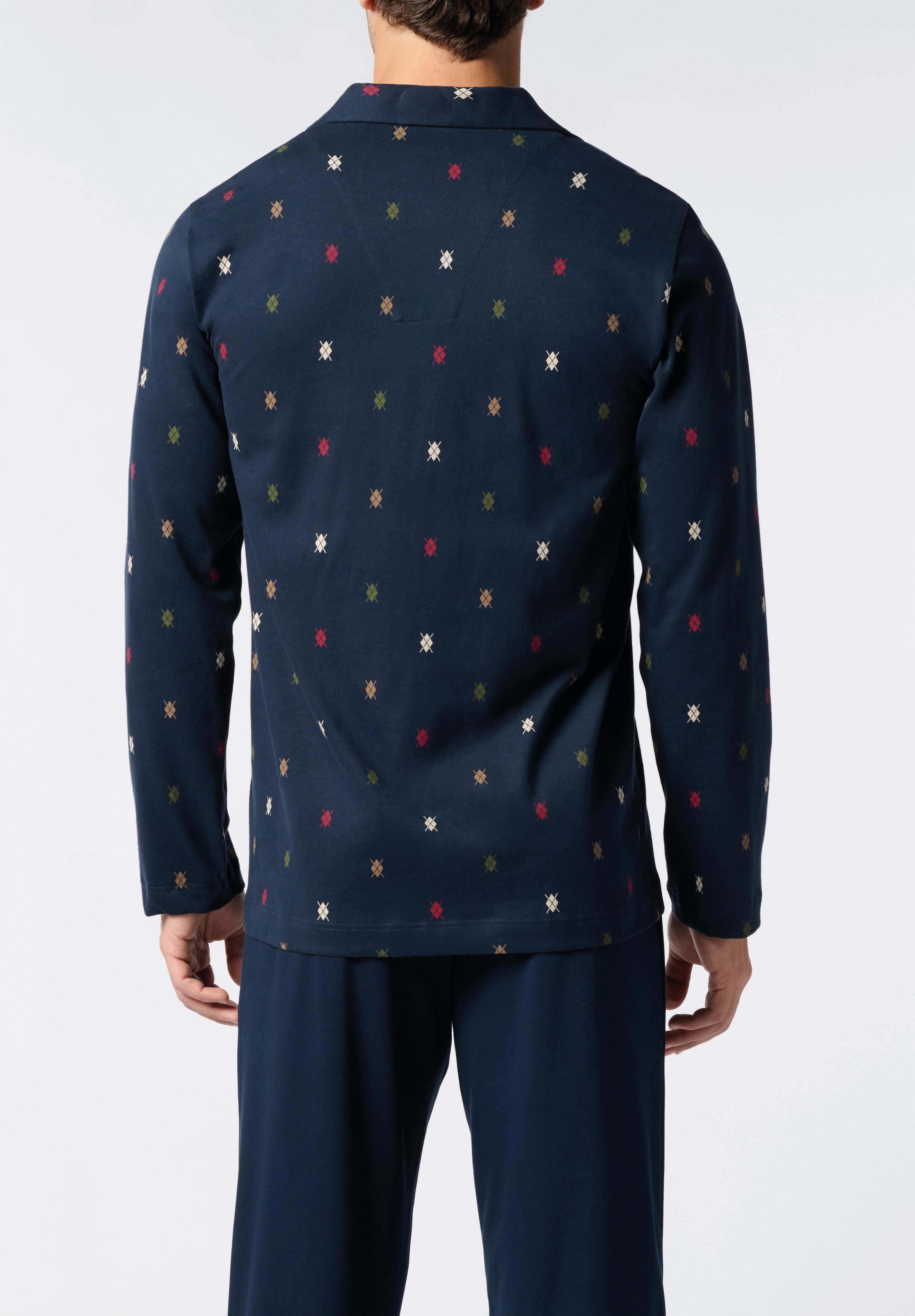 Pigiama Lungo Aperto con Collo in Cotone Invernale con Stampa Cravatteria PEROFIL VPRT93215