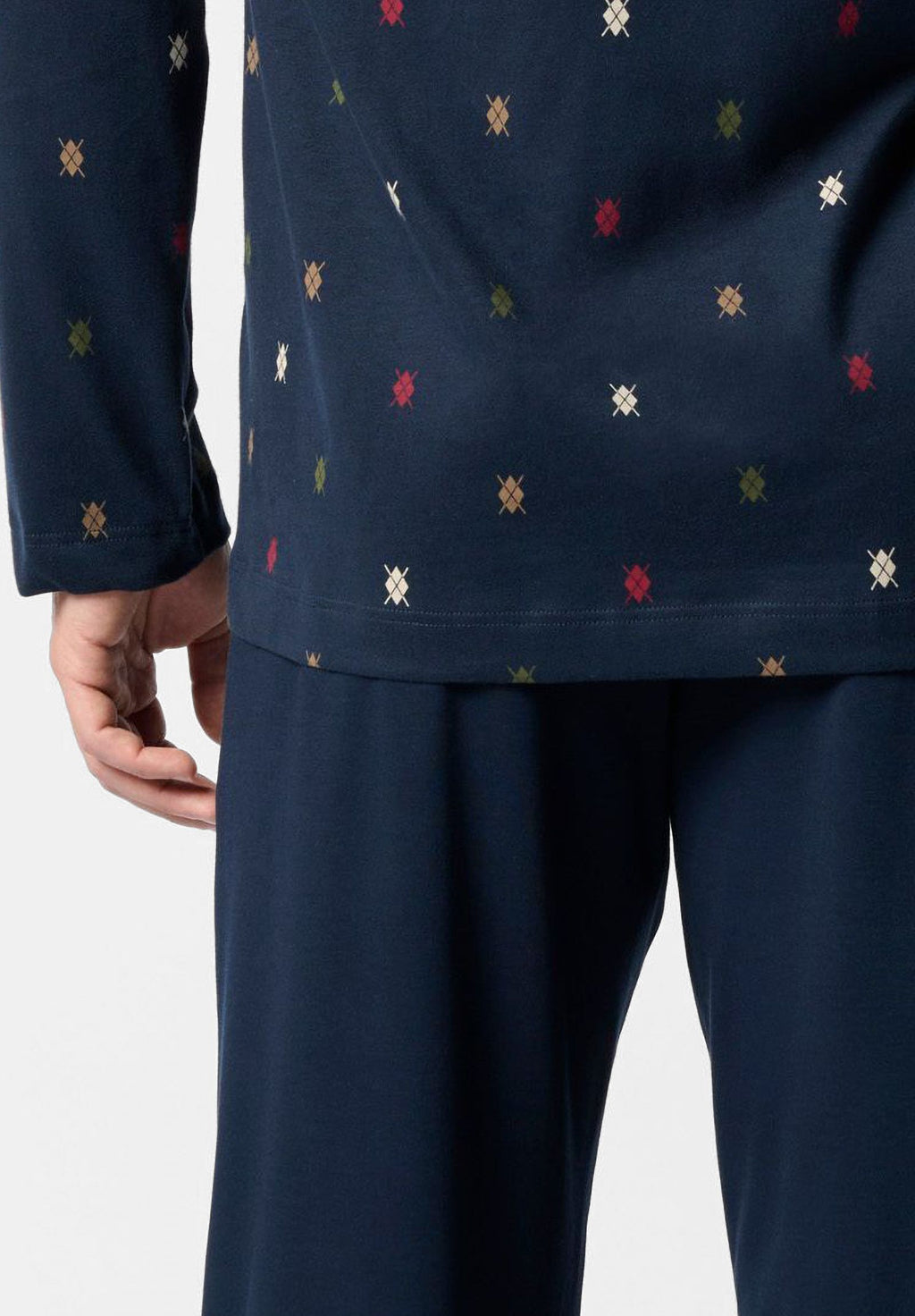 Pigiama Lungo Aperto con Collo in Cotone Invernale con Stampa Cravatteria PEROFIL VPRT93215