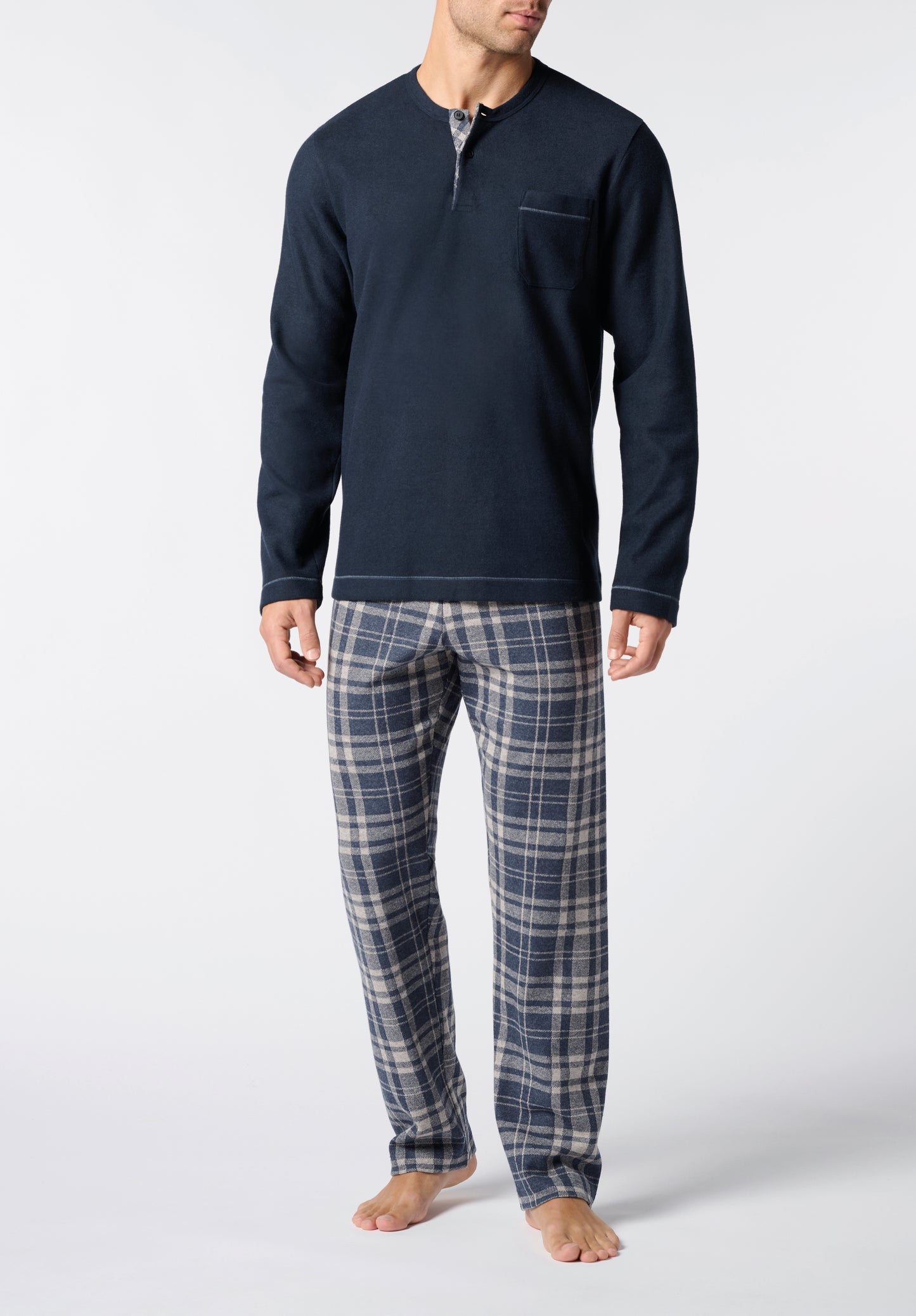 Pigiama Lungo Serafino Soft Cotton PEROFIL VPRT93229