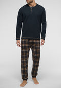 Pigiama Lungo Serafino in Soft Cotton con Fantasia Check PEROFIL VPRT93443