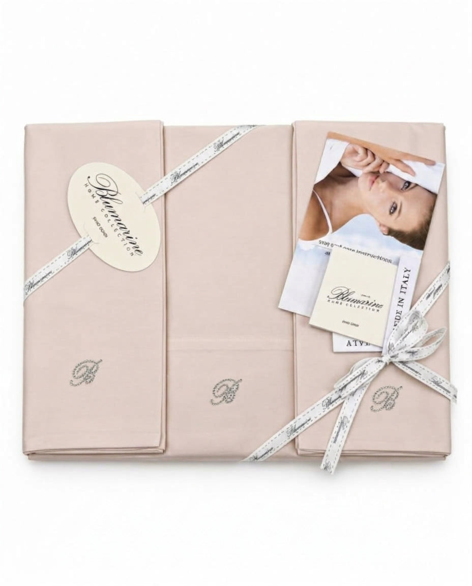 SOLID COLOR COTTON SATIN SHEET SET - LORY BLUMARINE