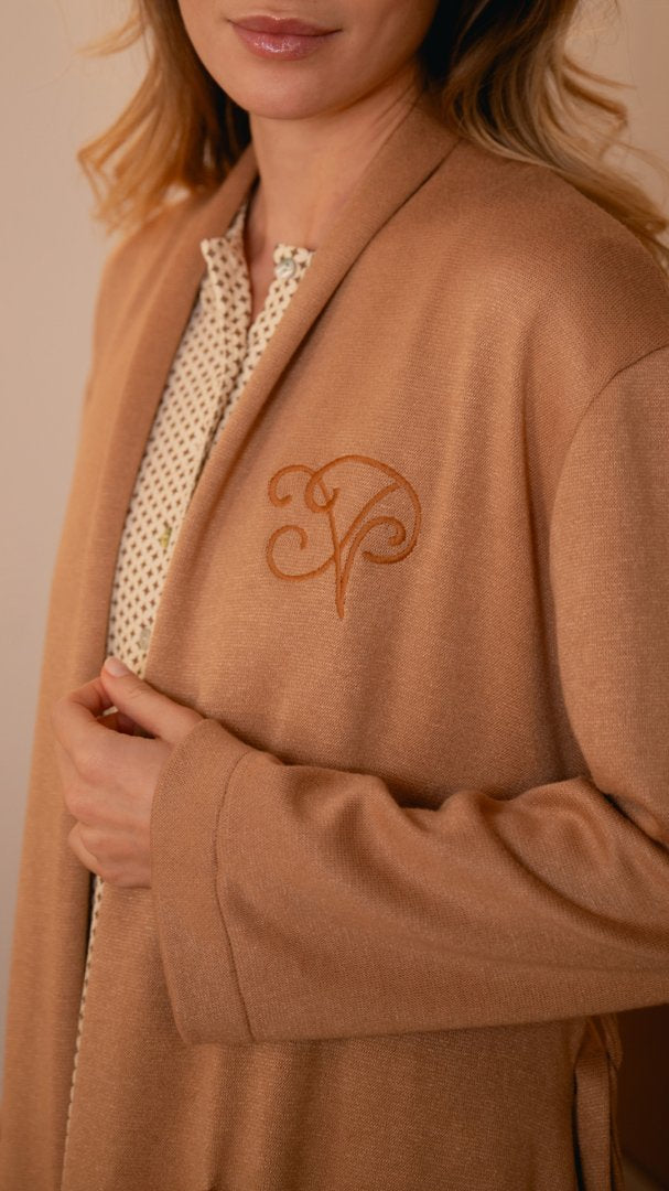 Vestaglia Donna In Maglia Con Ricamo Mimi Pepita 5043