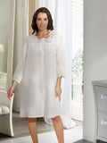 Camicia Da Notte Aperta Avanti in Lino Non Solo Corredi Mary