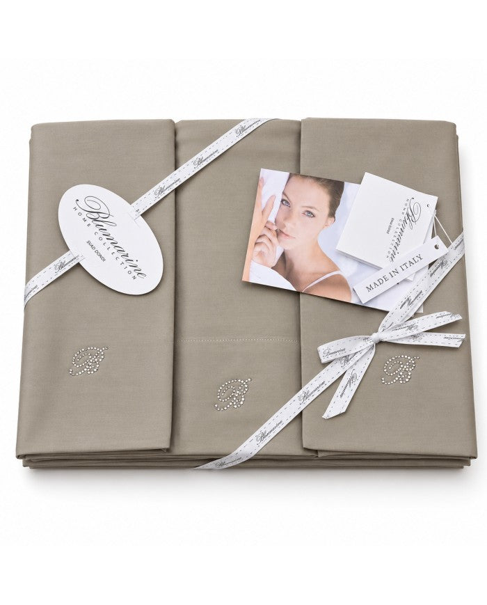 SOLID COLOR COTTON SATIN SHEET SET - LORY BLUMARINE