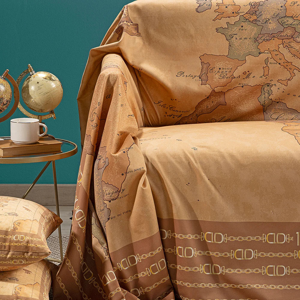 Telo Arredo Copridivano Grandecor In Raso Di Cotone Geo Classic 24 Matrimoniale Alviero Martini 1A Classe