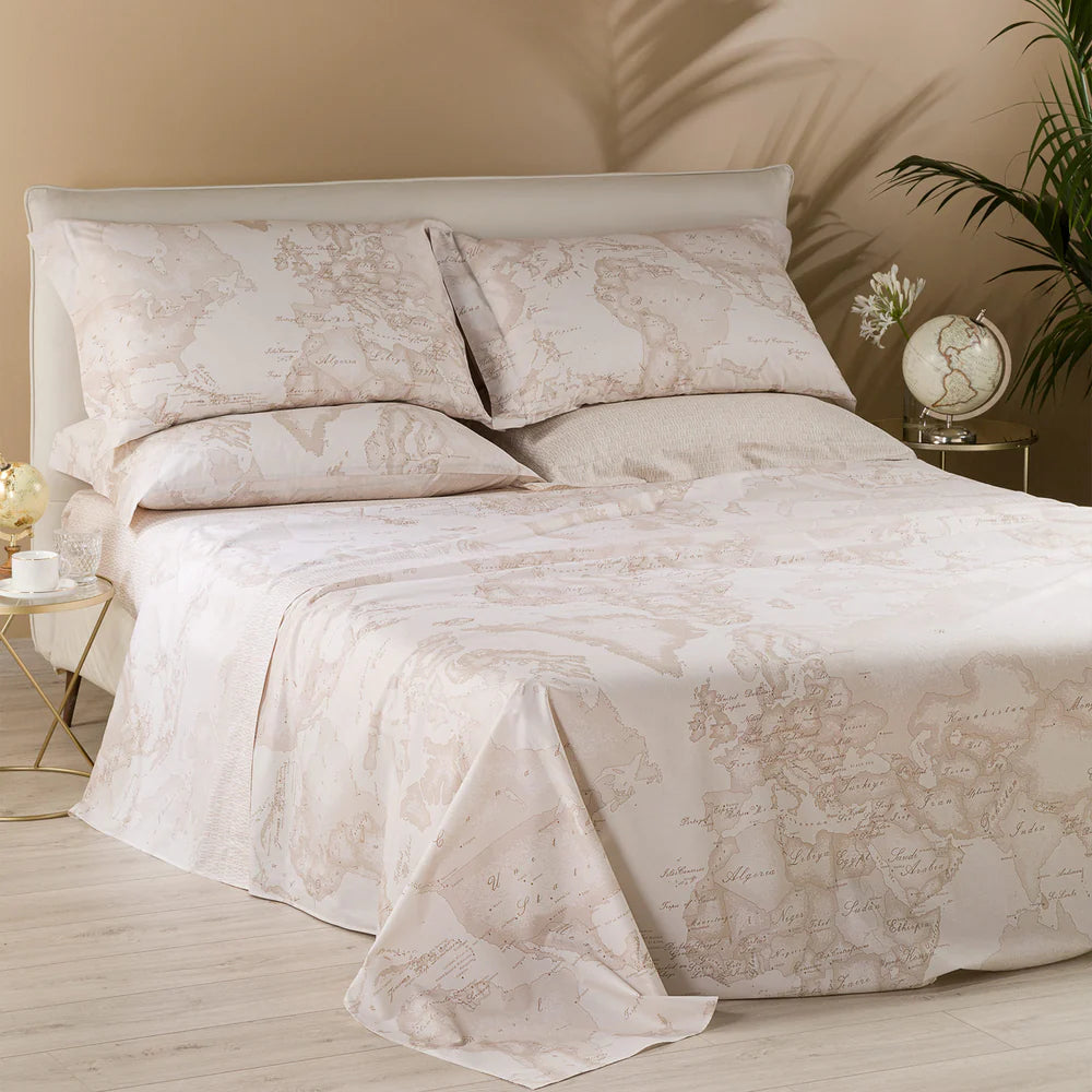Lenzuola Copriletto In Percalle Geo White Matrimoniale Alviero Martini 1A Classe
