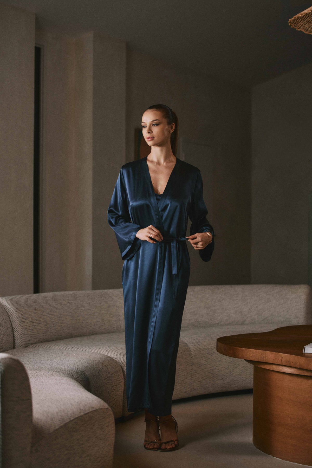 Vestaglia Lunga Dahila Satin Marjolaine 3DAH2200