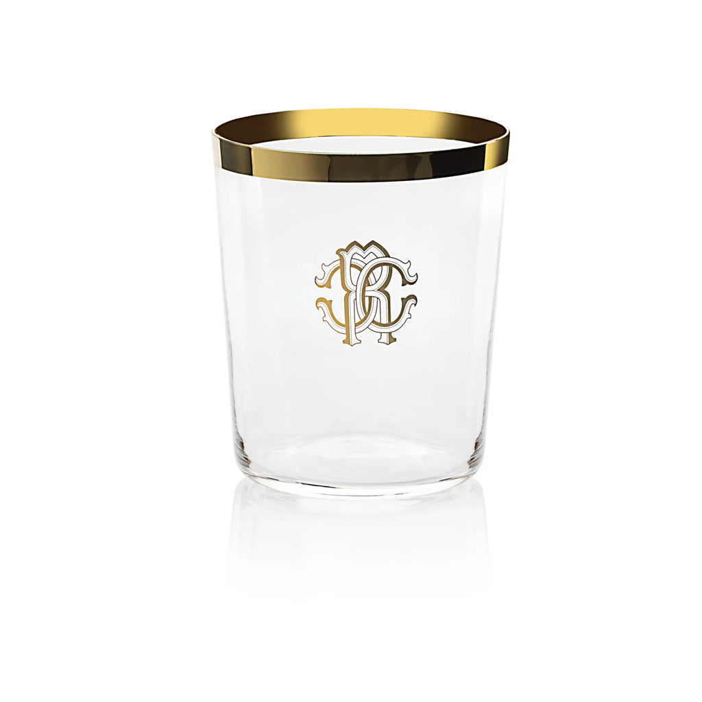 Set 2 Bicchieri Old Fashion New Monogram Gold Roberto Cavalli