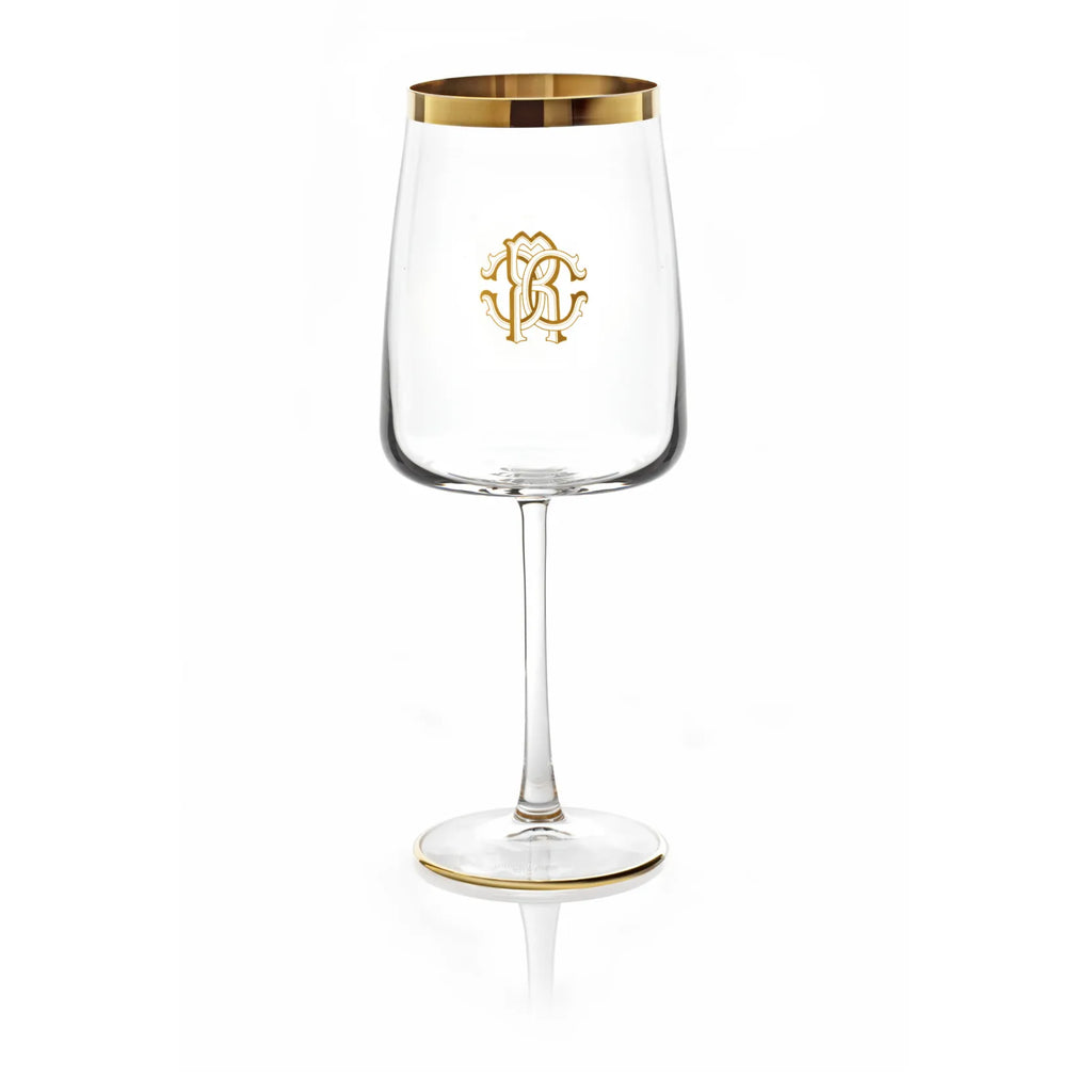 Set 2 Calici Acqua New Monogram Gold Roberto Cavalli