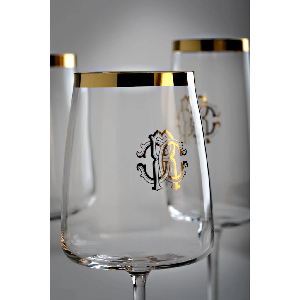 Set 2 Calici Acqua New Monogram Gold Roberto Cavalli