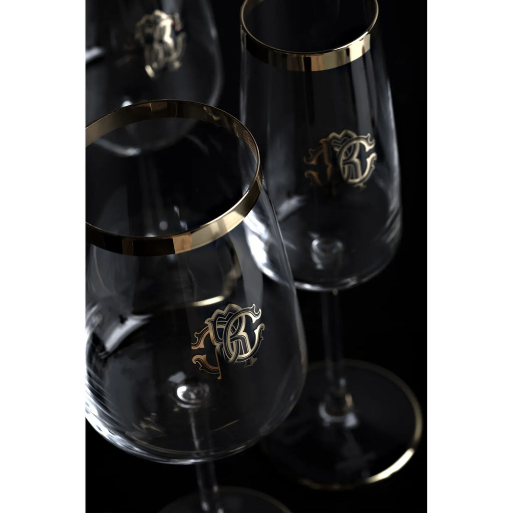 Set 2 Calici Flute New Monogram Platin Roberto Cavalli