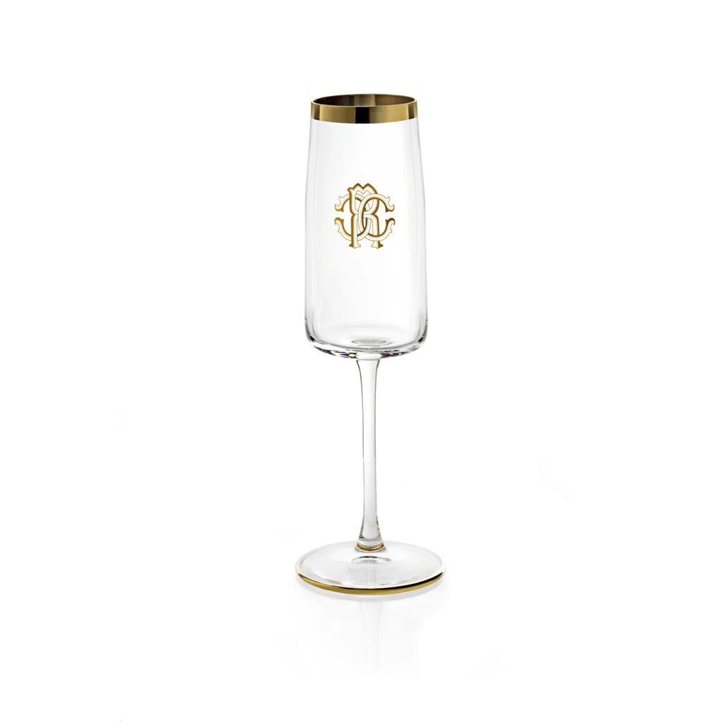 Set 2 Calici Flute New Monogram Gold  Roberto Cavalli