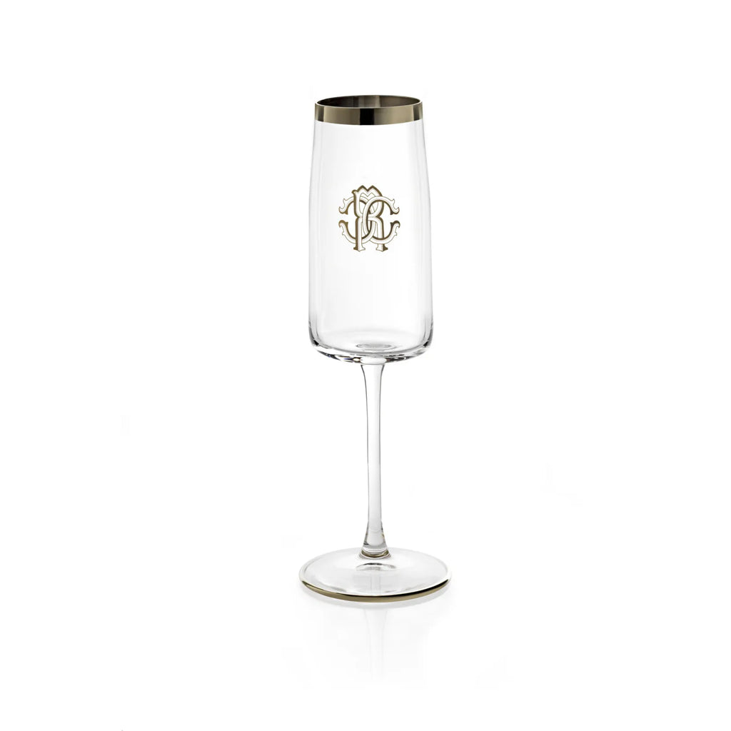 Set 2 Calici Flute New Monogram Platin Roberto Cavalli