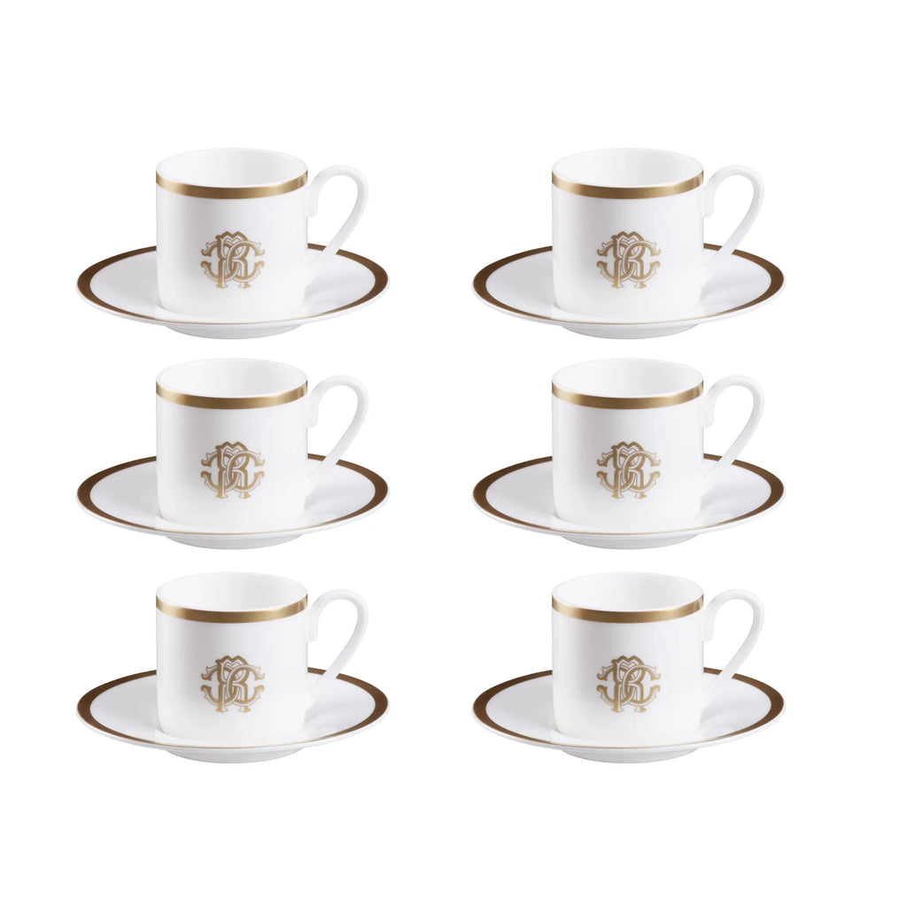 Set 6 Tazze da Caffè Silk Gold Roberto Cavalli