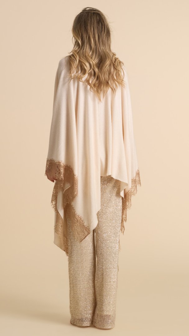 Mantella Donna In Maglia Con Pizzo Cheope Pepita 5073