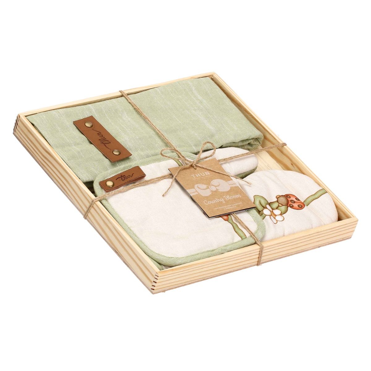 Set presina, guantone, grembiule con scatola Country Bloom THUN