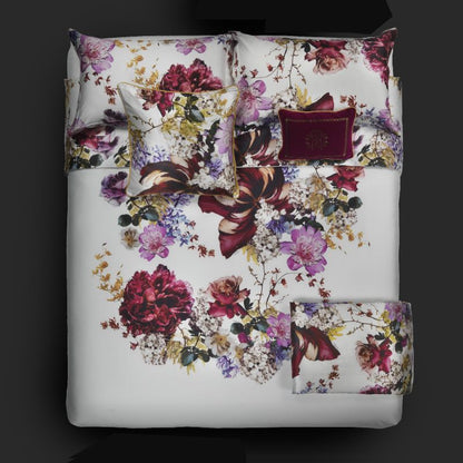 Roberto Cavalli Floris Sheet Set in White Cotton Satin