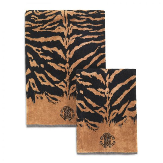 Roberto Cavalli Painted Tiger Towel and Guest Set in Terry