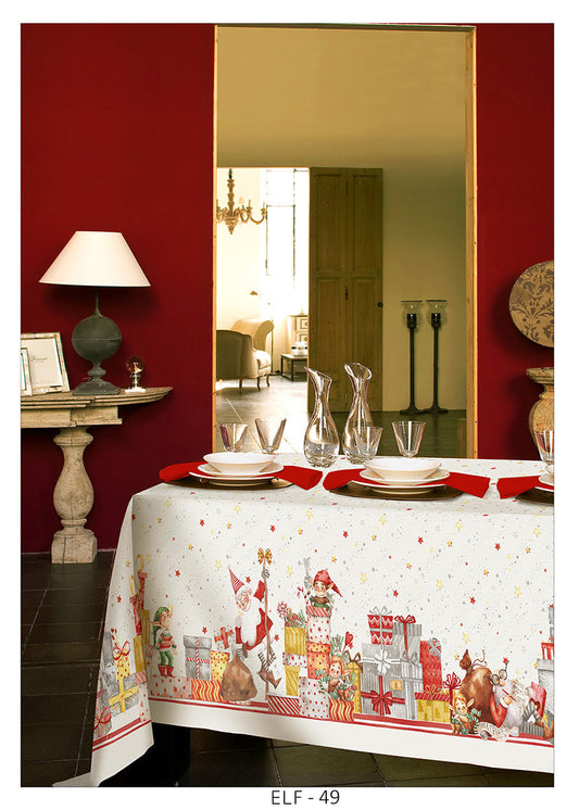 Elf Christmas table cloth