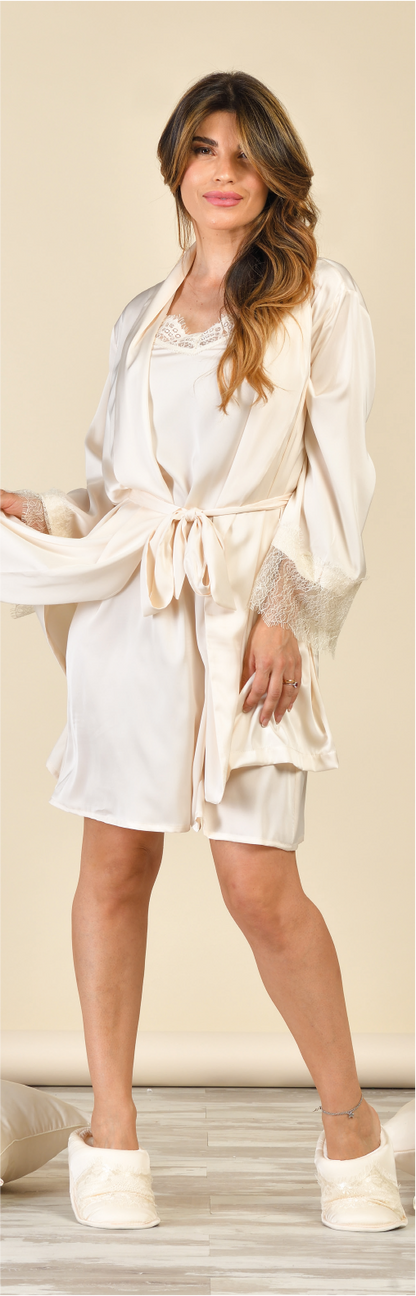 Composè Kimono plus Underskirt White Silk