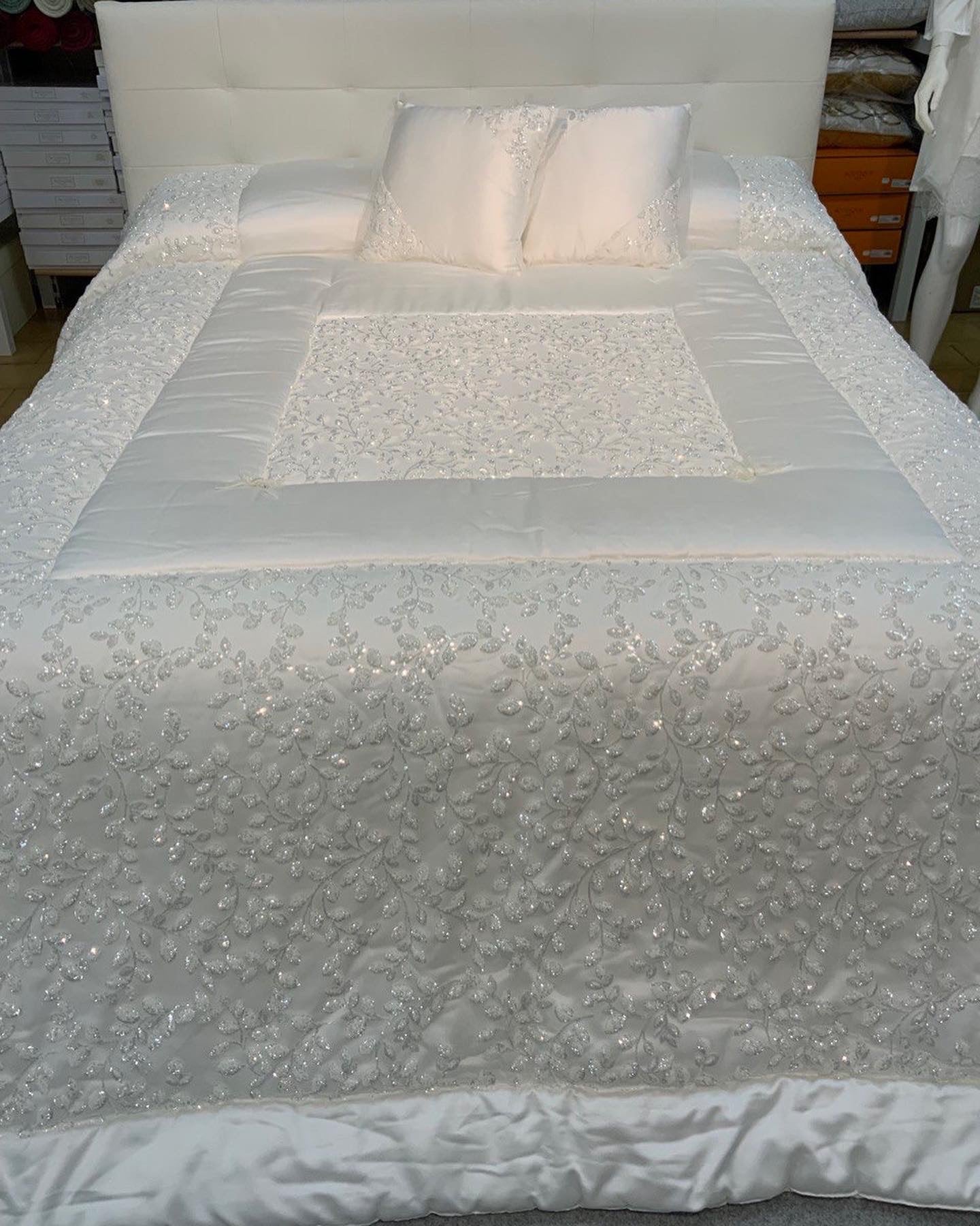 Trapunta Chloè con pizzo sposa