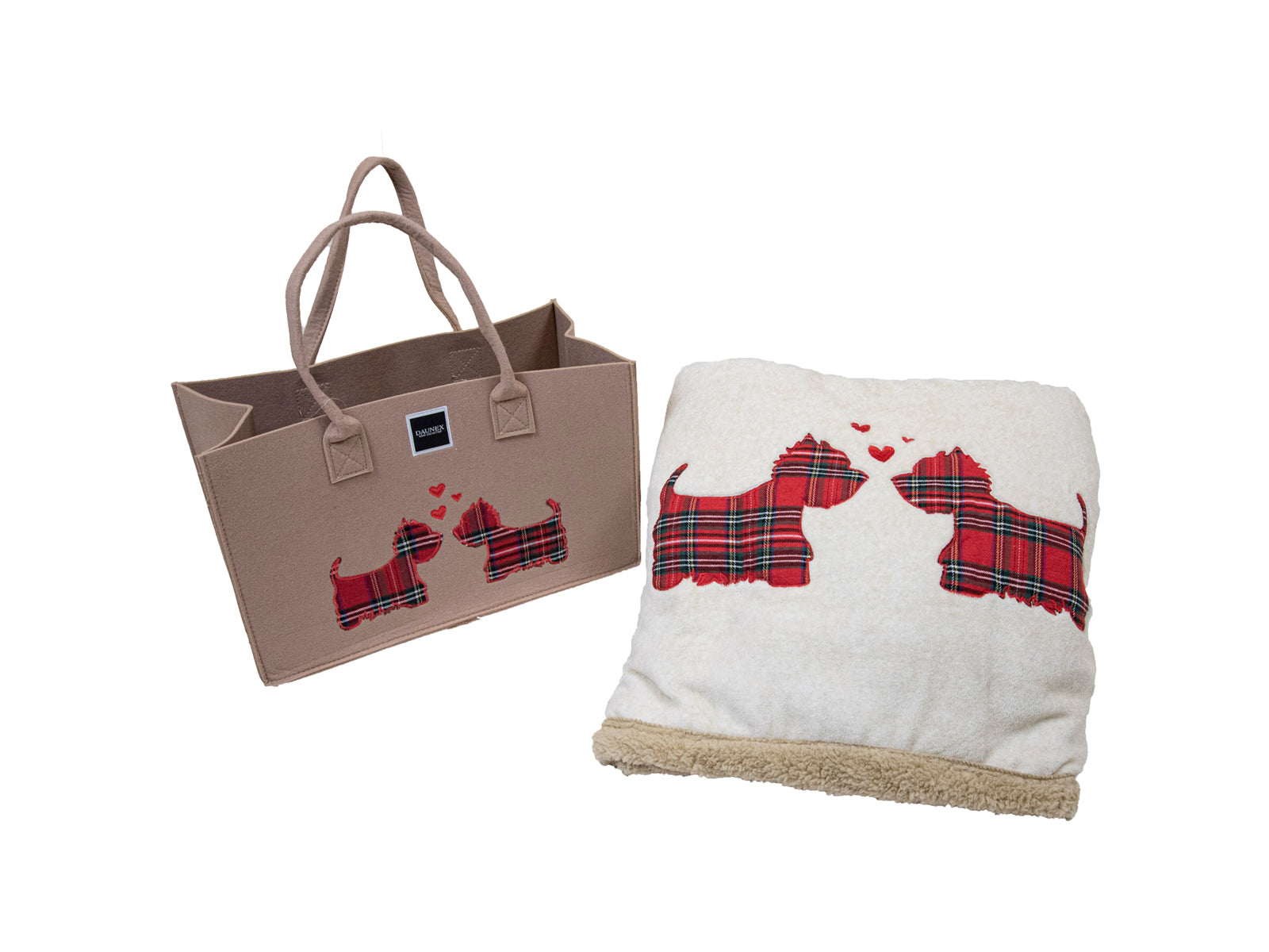 Plaid morbidotto friend in borsa feltro Scottish terrier